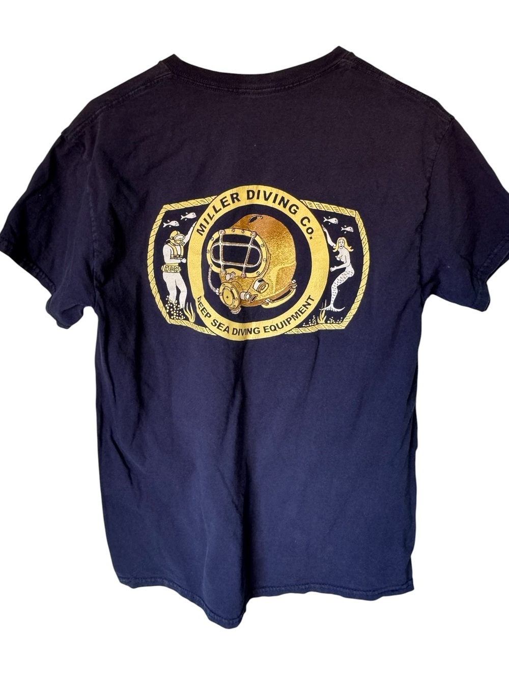 Vintage Miller Diving Co Deep Sea Diving Equipment Navy Graphic Tee Men’s M